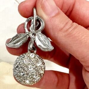 Vintage Rhinestone Cherry Charm Brooch